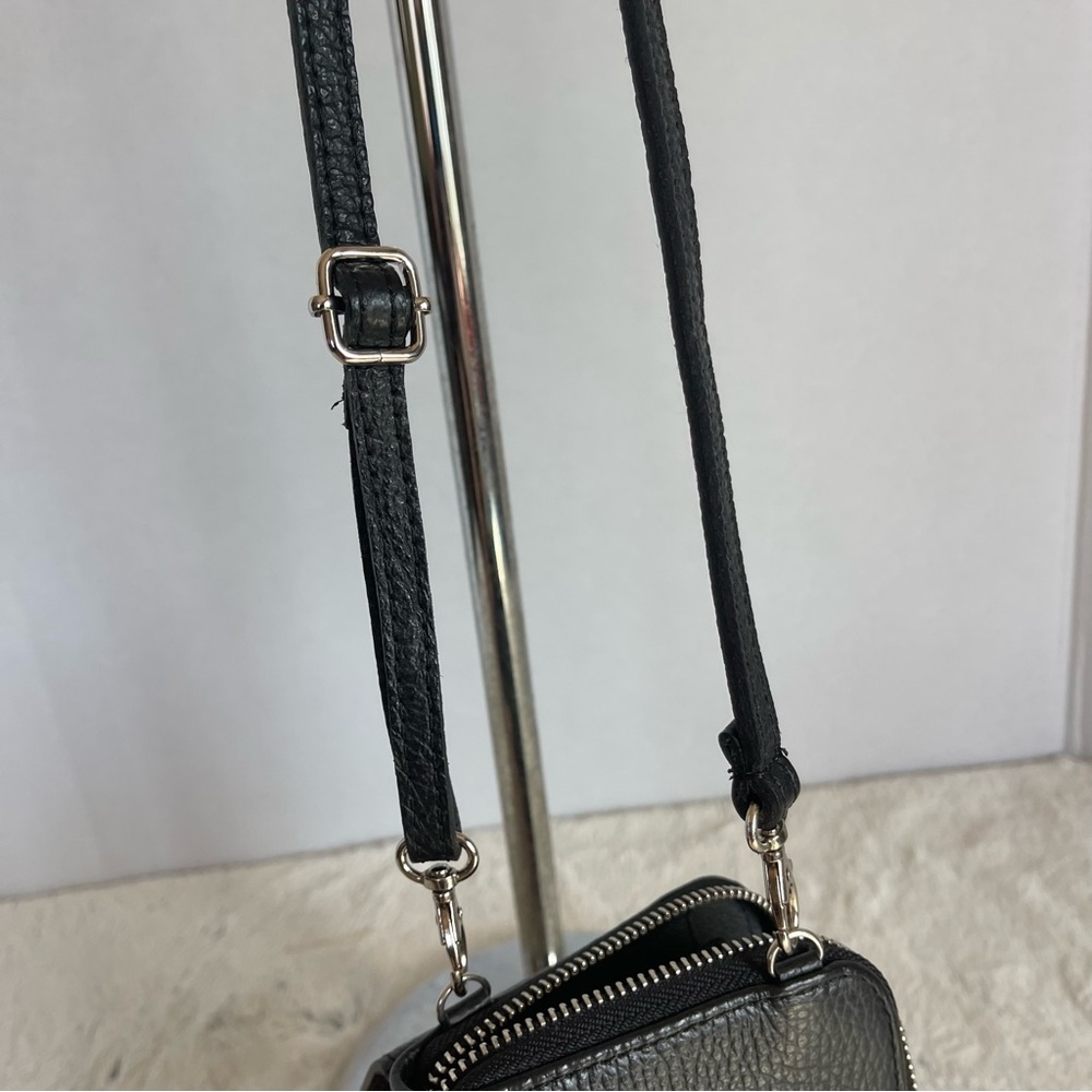 VERA PELLE Black Leather Crossbody Wallet And Phone Pocket - Picture 13 of 16